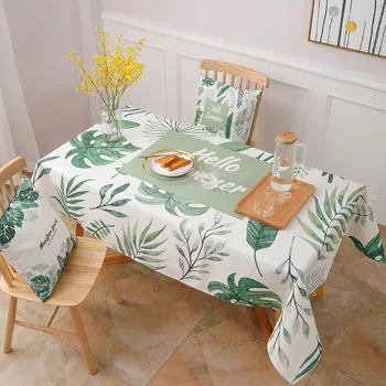 

Free Shipping 2020 New Designed Nordic Style Green Plants Printed 100%Polyester Waterproof Tablecloth