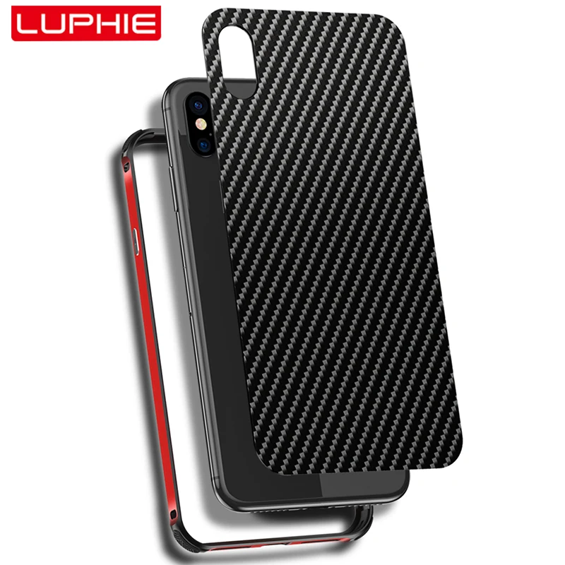 

for iPhone Xs Max XR 7 8 Plus Case, Metal Frame Bumper Aluminum Alloy Frame Protection Cover Military-Grade Armor Carbon Fiber