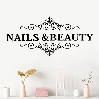 

Nail Beauty Shop Sticker Scissors Hair Salon Decal Neutral Haircut Poster Vinyl Wall Art Decals Decor Windows Decoration WL203
