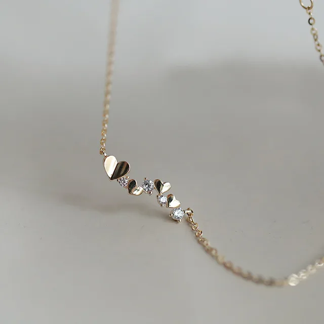 925 Sterling Silver Zirconia Heart Necklace for Women Classic Temperament 14K Gold Plated Jewelry Gift necklace