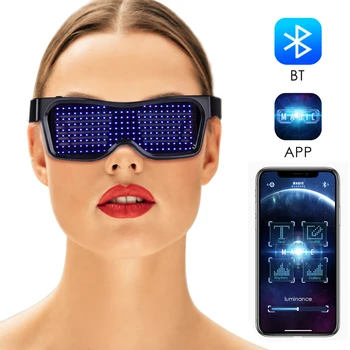 

Magic Bluetooth LED Party Glasses APP Control Luminous USB Charge DIY Multi-lingual Quick Flash LED EMD DJ Electric Glasses
