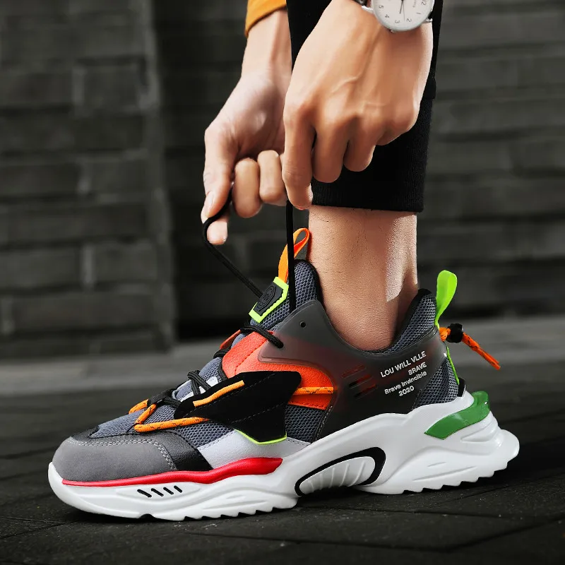 Стильная мужская повседневная обувь дышащая со шнуровкой спортивные туфли