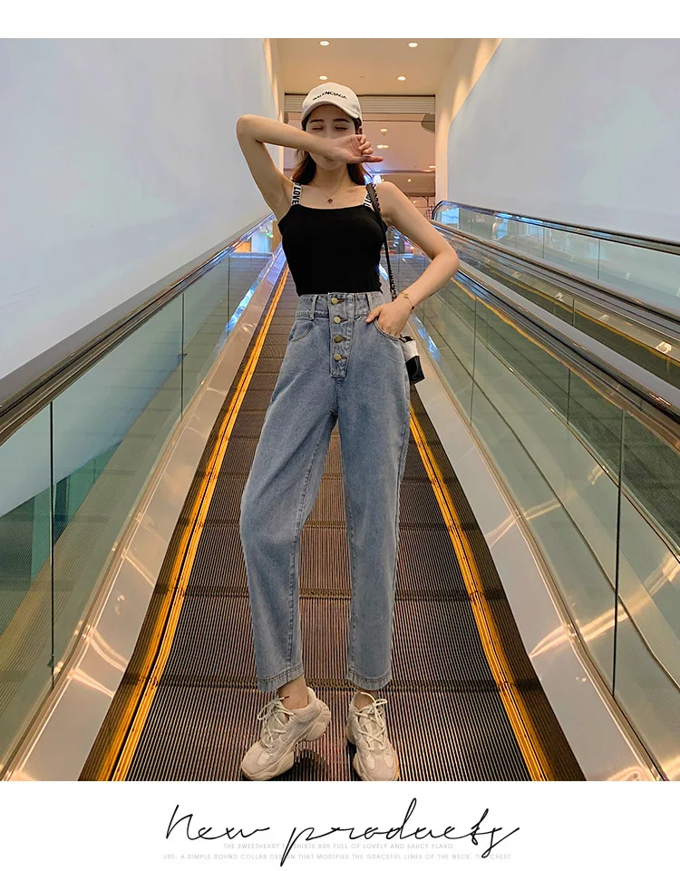 Джинсы для фотосессии, женские, свободные,, Осенние, с высокой талией, Hyuna, Капри, шаровары, штаны для папы, мешковатые штаны
