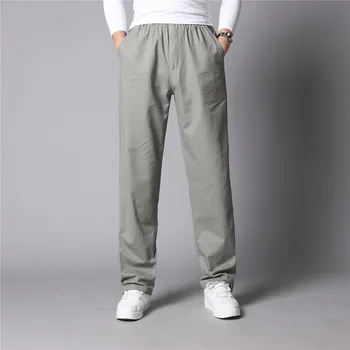 

2020 summer and autumn season men's solid color tie straight casual thin trousers 1250