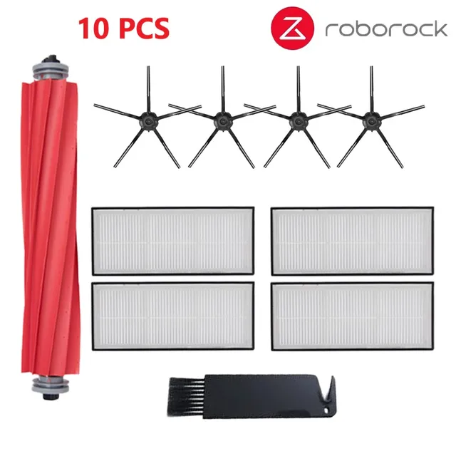 Xiaomi Roborock S70 S7 S7Max T7S T7S Plus Main Brush Hepa Filter Mop Pad Vacuum Cleaner spare Parts Roborock S7 Accessories Black 10pcs