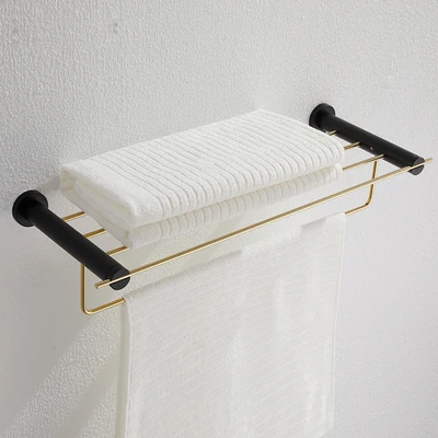 Towel Rack Набор аксессуаров для ванной комнаты золотой и черный держатель для полотенец держатель для бумаги вешалка для полотенец угловая полка держатель для туалетной щетки аксессуары для ванной комнаты - Цвет: Towel Rack