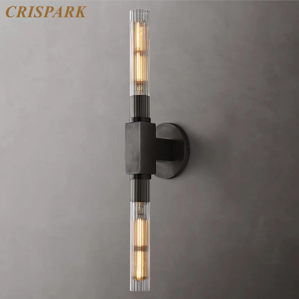 Cannele Single Double Sconce Lighting Wall Lamp Brass Black Replica Chrome 