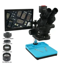 3.5X 7X 45X 90X Simul фокальный стерео микроскоп тринокулярный микроскоп+ 1080P HDMI VGA видеокамера с ЖК-дисплеем монитор