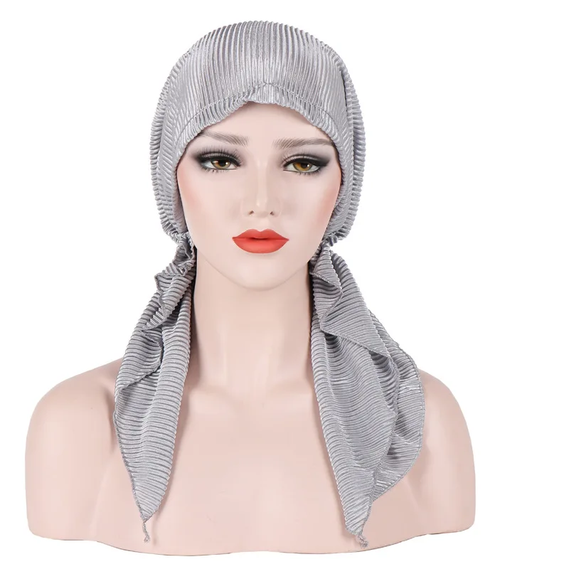 Muslims Women Ruffle Turban Hat Scarf Cotton Chemo Beanies Chemotherapy Bonnet Caps Bandana Headscarf Head Wrap Cancer Hair Loss 3