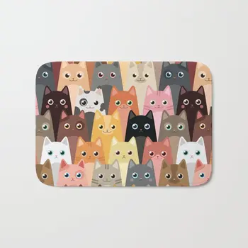

Animal Cat Pattern Bath Carpet Anti-Slip Doormat Home Entrance Doormat Bedroom Living Room Floor Mats Kitchen Mat