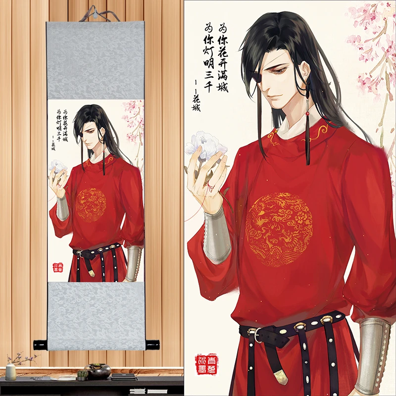 30cm*80cm Tian Guan Ci Fu Hua Cheng Xie Lian Printed Poster Scroll Picture Cosplay Prop Wall Decor for Women Men Gift 1pcs ladies halloween costumes Cosplay Costumes