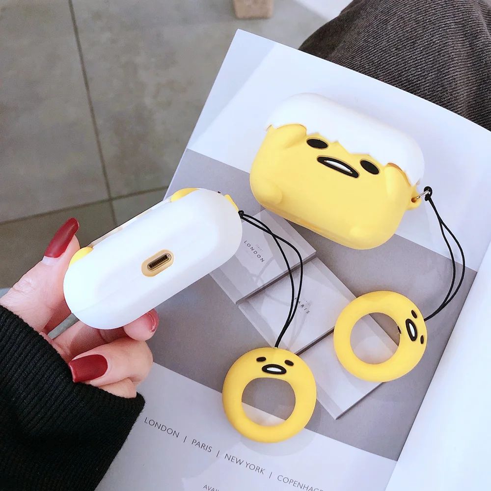 Беспроводной чехол для наушников для Airpods 3 мягкий силиконовый милый мультфильм грустное яйцо Гудетама чехол для Airpod Pro с кольцо-держатель для пальца