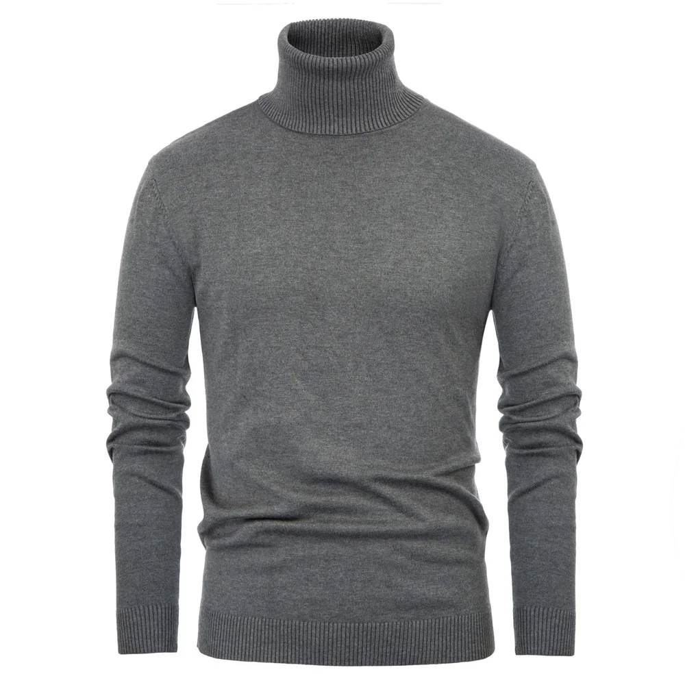 Для мужчин осенне-зимние свитер Slim Fit Классические однотонные ботинки с острым носком Цвет эластичный мягкий длинный рукав водолазка; свитер Термальность трикотажная одежда для детей