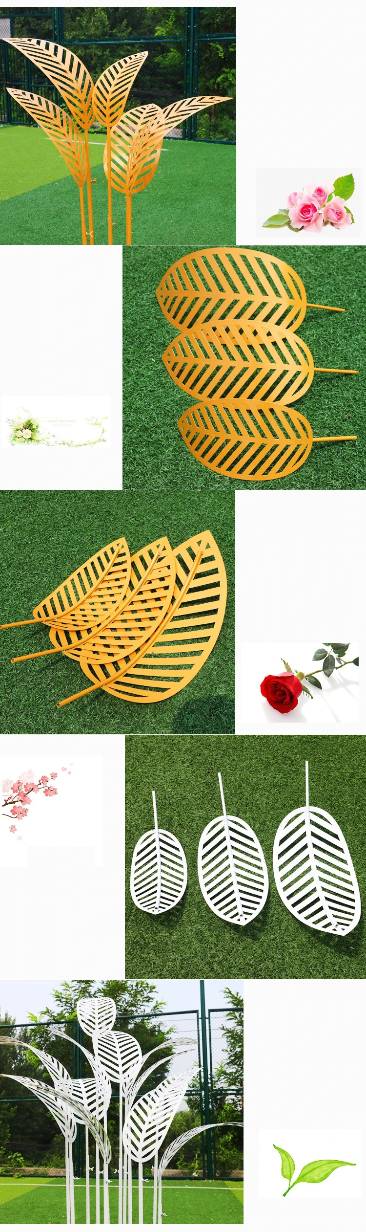 JAROWN New Wedding Props Iron Banana Tree Leaf Free Size Road Lead Wedding Stage Layout Background T Station Decoration  (17)