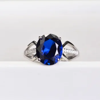 

CMajor Sterling Silver Synthetic Diamond Jewelry 14ct Cubic Zircon Red and Blue Oval Opening Adjustable Classic Ring for Women