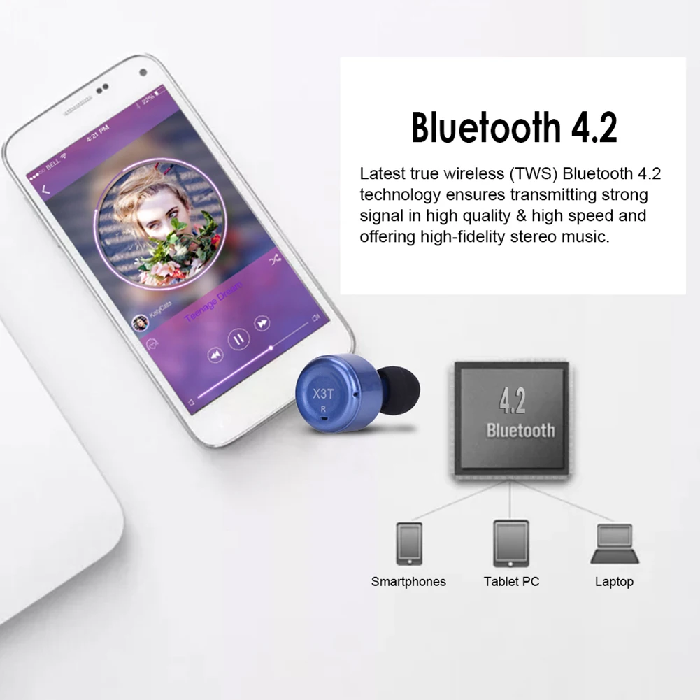 Беспроводная bluetooth-гарнитура для X3T Tws портативная сенсорная Мини спортивная стерео Музыкальная гарнитура с функцией громкой зарядки