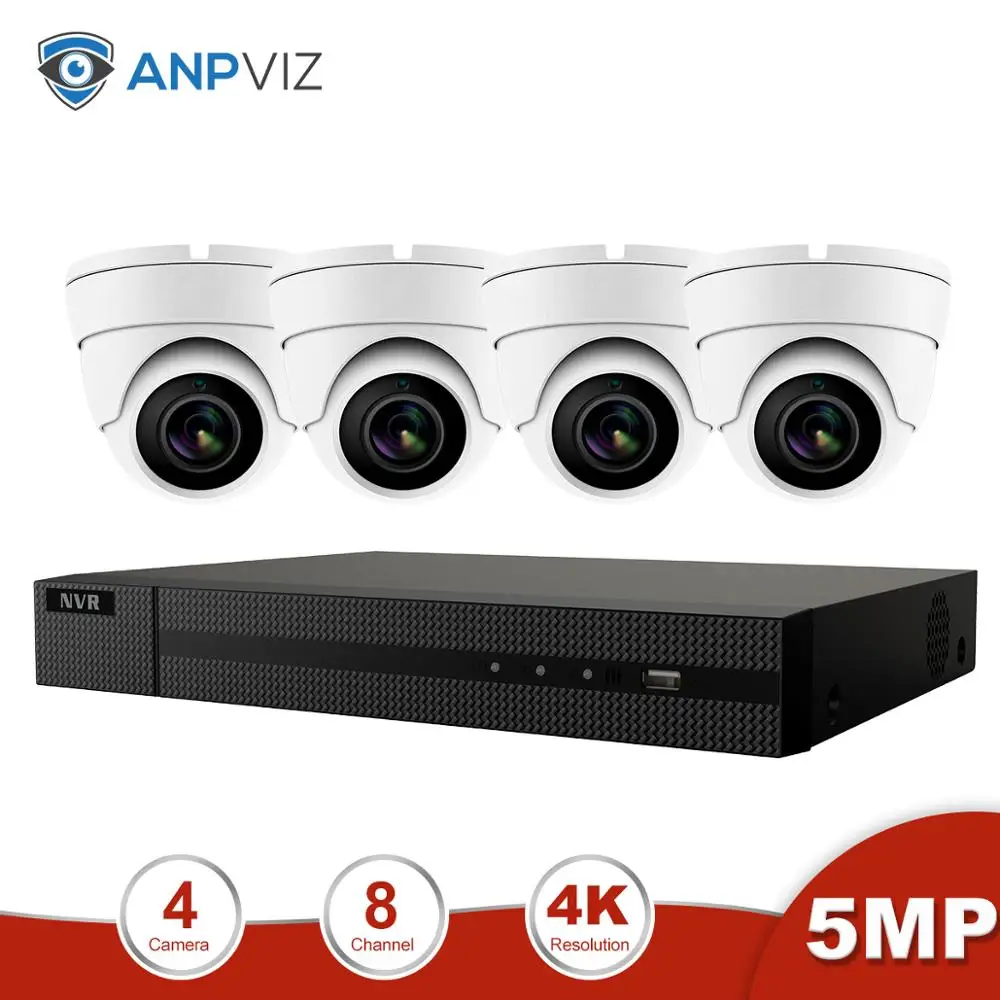 Anpviz 8CH 4K NVR 5MP белый/серый POE Комплект ip-камеры ONVIF домашние/наружные системы безопасности комплекты CCTV видеонаблюдения Комплекты NVR