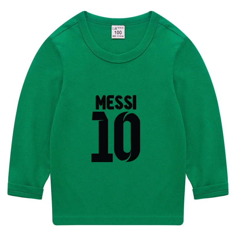 MESSI 10 летнее платье с О-образным вырезом топы для мальчиков и девочек, забавные цветные с длинным рукавом для маленьких мальчиков с изображением мультипликационных персонажей для детей футболка для детей - Цвет: as picture