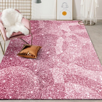 

Fashion Modern Simple Floor Mat Pink Diamond Flash Printed Area Rugs Kitchen Living Room Girl Bedroom Bedside Non-Slip Carpets