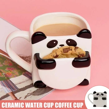 

Panda Coffee Cup with Biscuit Stand Holder Ceramic Cups Panda Coffee Cup Home Office TN99