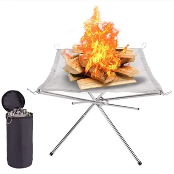 

Portable Outdoor Fire Pit : Collapsing Steel Mesh FirePlace - Perfect for Camping, Backyard and Garden - Carrying Bag Inc 2020
