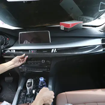 شراء2 قطعة ألياف الكربون الحقيقي سيارة الداخلية لوحة الواح الديكور التشذيب لسيارات BMW X5 F15 X6 F16 2015-2018 LHD اكسسوارات السيارات