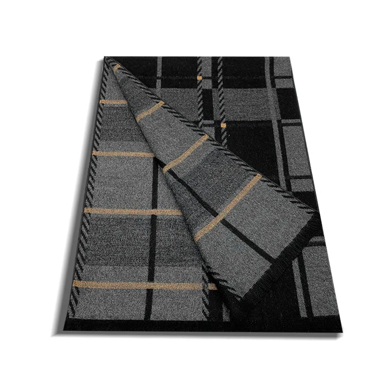 Dropshipping Winter Cashmere Scarf for Men Russian Warm Shawl Scarves Luxury Brand Plaid Stripe Tassel Gray Blanket Scarf Stoles