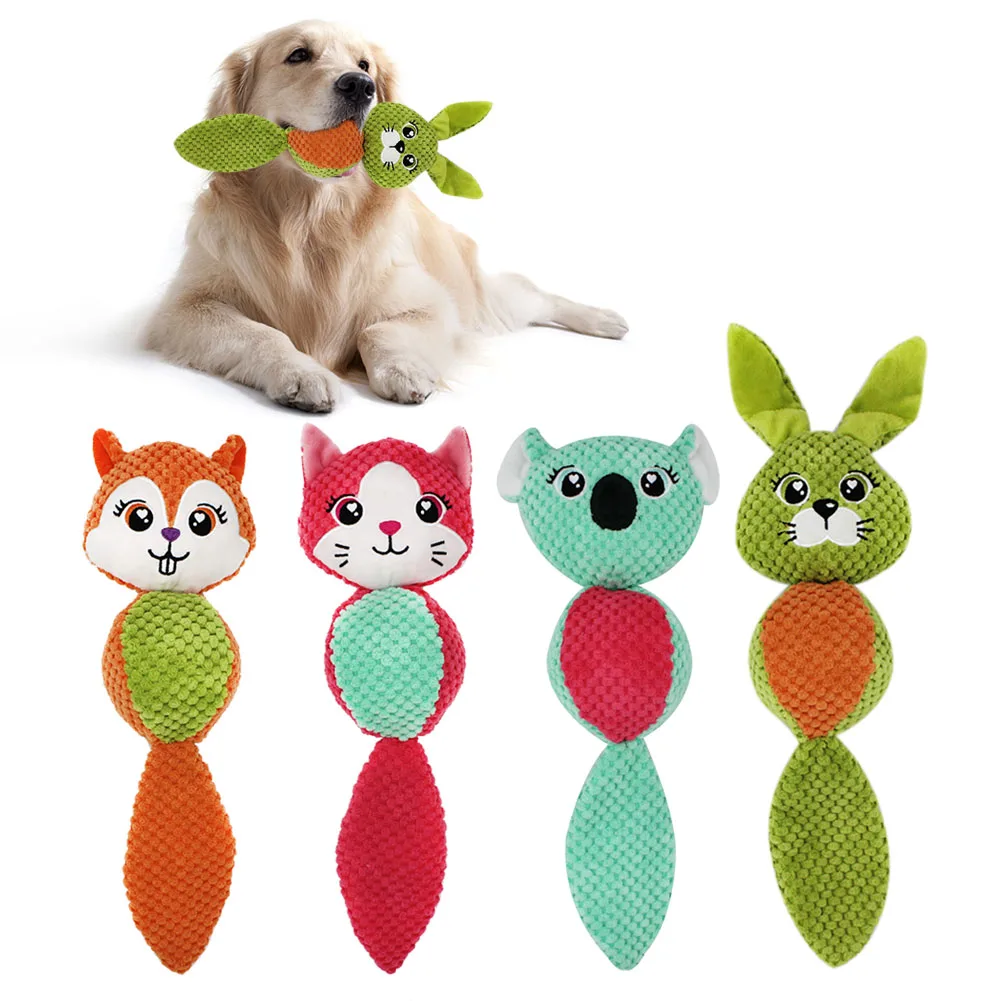 

Dog Training Teething Toy Dog Plush Interactive Toy Soft Puppy ChewToy Bite Resistant Pet Squeaky Duck Sound Toy Animal Design
