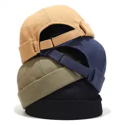 Casquette Docker Vintage pour hommes et femmes, chapeau sans bord, bonnet de papa, en coton, réglable, couleur littéraire du propriétaire, casquette de marin 