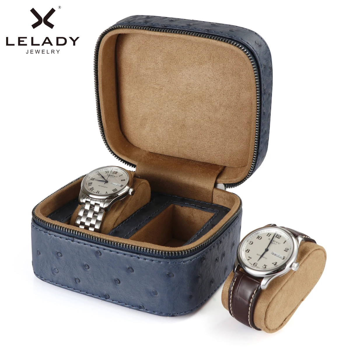 

LELADY Luxury Watch Box 2 Grids High Quality PU Leather Watch Stand Case Bracelet Holder Boxes Stoagre Box for Clock Watches