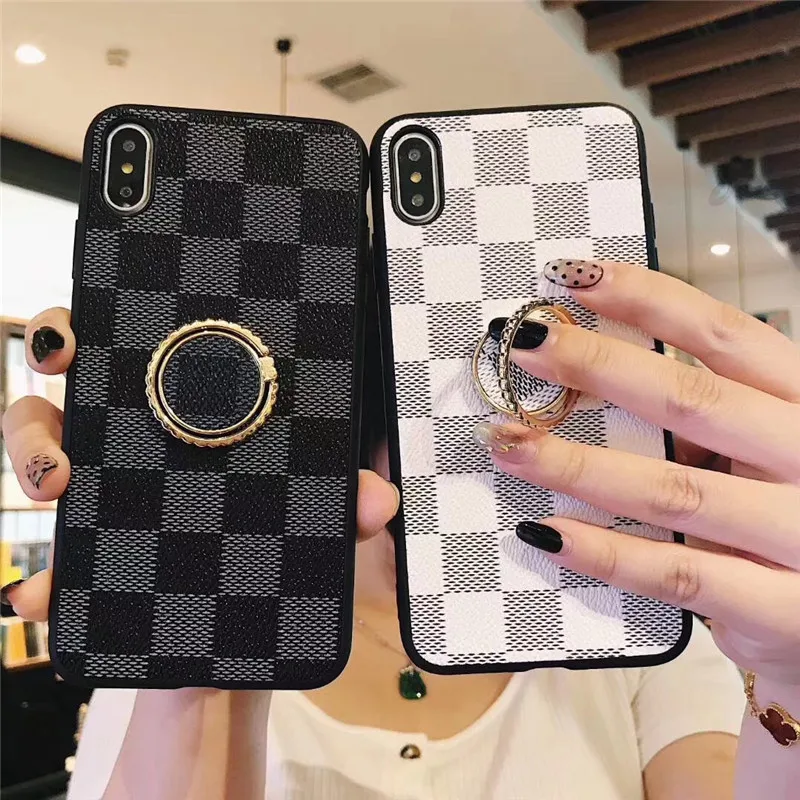 

Finger Ring Holder Phone case For iphone X Case For iphone XR Xs max 7 8 6 6s plus Square cases PU leather stand Holder Cover