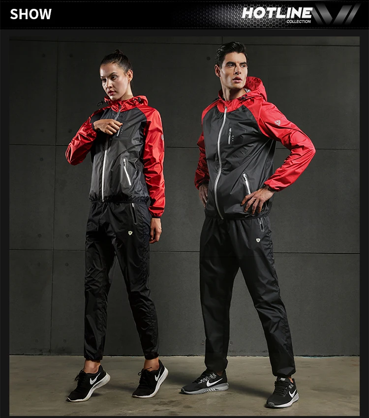 VANSYDICAL Gym Clothing Set Men Women Zipper Hooides Sportswear Running Fitness Training Weight Loss Sweating Sauna Sports Suit
