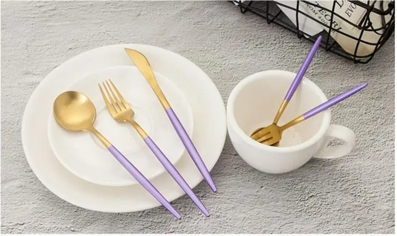 purple gold christmas cutlery (8)