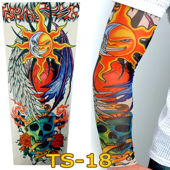 TS-18 1 шт., тату с принтом, Череп, животные, нарукавники, татуировка, рукав для мужчин, женщин, унисекс, рукав, лето, крутая крышка, наручная манжета, УФ-рукав - Цвет: TS-18