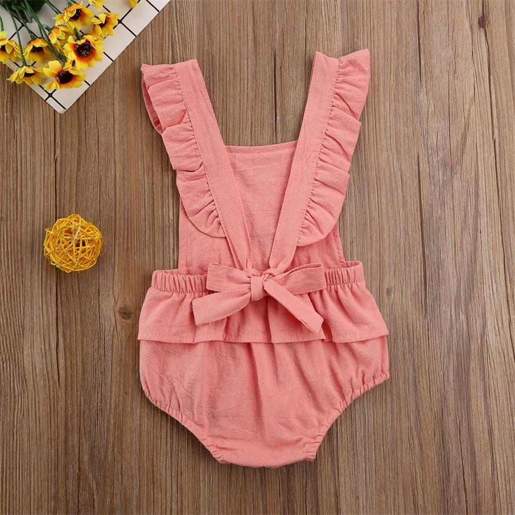 Летняя одежда для малышей, хлопковый цельный комбинезон с оборками для новорожденных девочек, комбинезон с вышивкой радуги, пляжный костюм