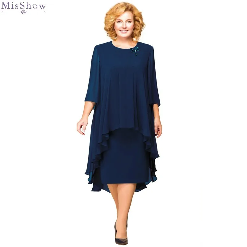 

2019 Cocktail Dresses Knee Length Plus Size Short Formal Party Gown With Jacket Scoop Neck Half Sleeve robe coctail