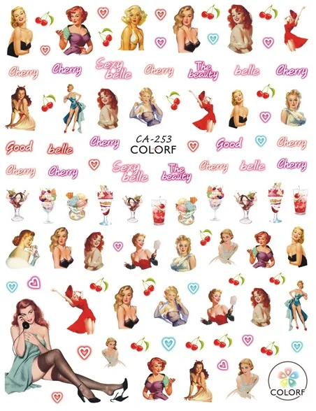 CA-614 Мода девушка серии CA-509-510-511 дизайн крутой стикеры 3D на ногти Nail Art Наклейка шаблон инструмент для ногтевого дизайна украшения - Цвет: CA-253