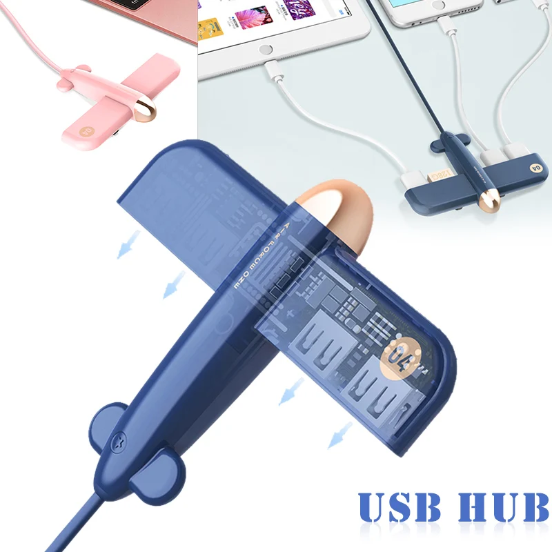 Новые USB концентраторы 5 в 0.5A 4 USB интерфейсы самолет расширитель мини портативный концентратор данных 999