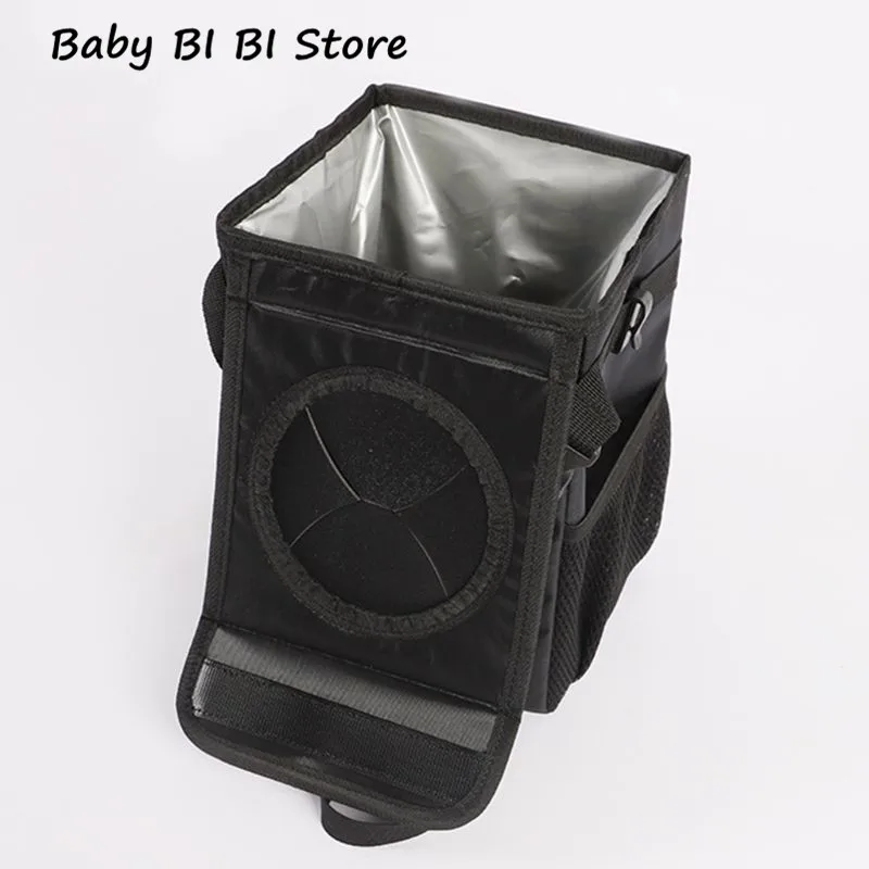

Car Trash Can with Lid and Storage Pockets 100% Leak-Proof Waterproof Car Organizer Black for car accessories
