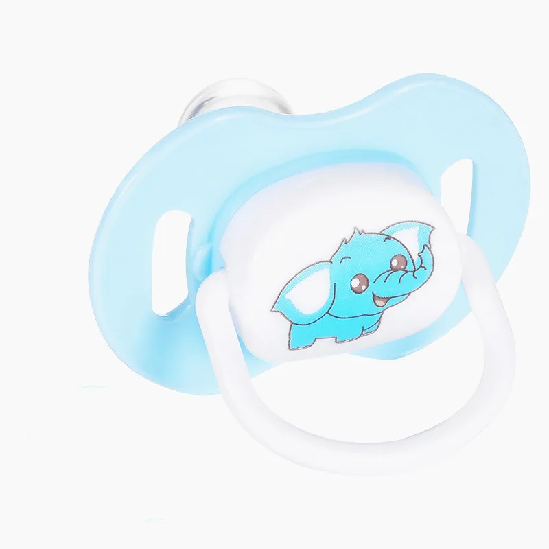 Flat head Blue 1 шт., 4 цвета, Детские хлопковые пустышки с принтом животных, безопасные, пищевые, силиконовые, милые, детские, круглые и плоские соски, пустышки - Цвет: Flat head Blue