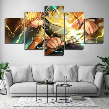 

Poster Canvas Print Wall Artwork 5 Pieces Demon Slayer Kimetsu No Yaiba Comic HD Painting Modular Pictures Home Decor Kids Room