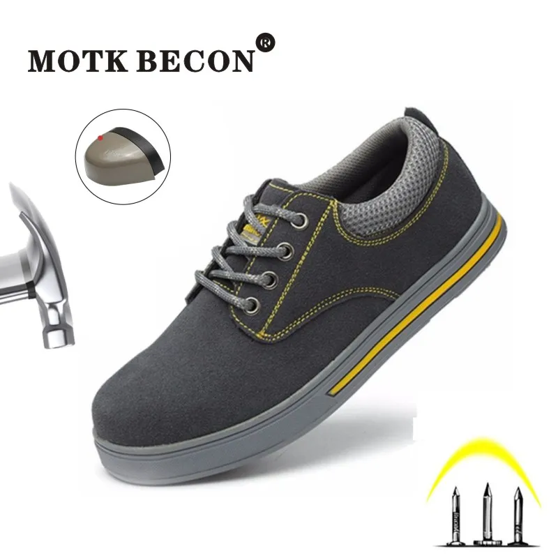

MOTK BECON Working Shoes Man Safety Sneakers with Steel Toe Indestructible Anti-smashing Construction Winter Boots for Men L03