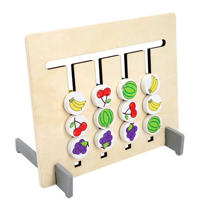 Игрушка Монтессори цвета и фрукты двухсторонняя игра логическое мышление обучение детские наклейки детская деревянная игрушка