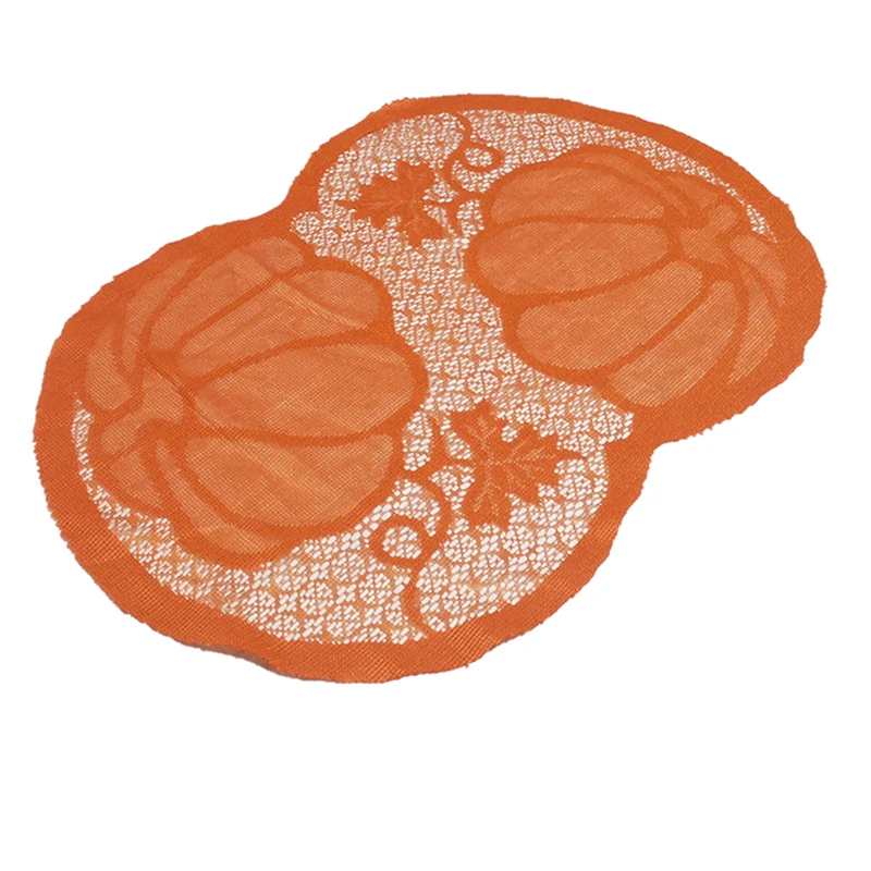 Pumpkin Maple Leaf Orange Spice Fall Thanksgiving Placemat Home Decorative Supplies Table Mat Pumpkin Lace Fireplace Cloth