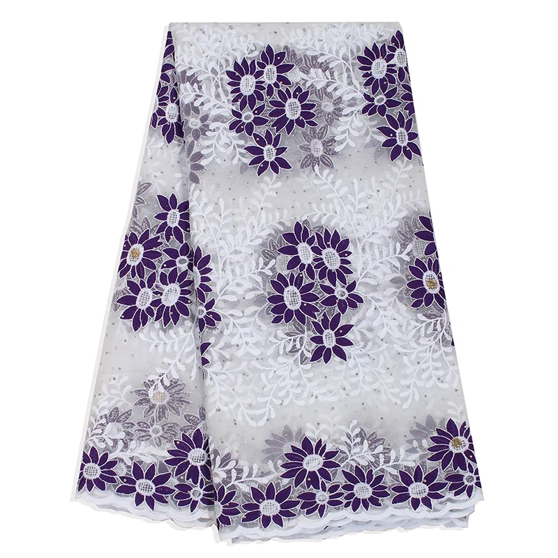 

New Arrival Nigerian White&Green Laces Fabrics High Quality African Laces Fabric For Wedding Dress French Tulle Lace With Stones