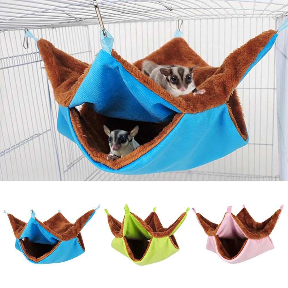 Double Thick Plush Warm Bed Rat Hammock For Hamster House Hanging Nest Sleeping Bag Hanging Tree Beds Guinea Pig Hamster Cage