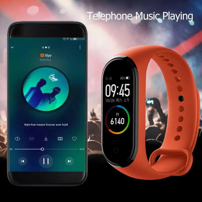 Китайская версия Xiaomi Mi Band 4 Bluetooth Музыка 5ATM пульсометр фитнес влагостойкие умные часы с ремешком браслет с сенсорным экраном