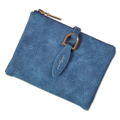 Lady Snap Fastener Short Clutch Wallet Vintage Matte Ptgirl Women Wallet Fashion Small Female Purse short Coin Card Holder Bags - Цвет: Sapphire Blue