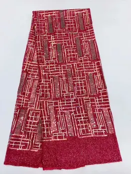 

5 yards Soft hand cut Elegant African french lace fabric Shiny wedding Nigeria Ghana celebration dress with sequins good choice