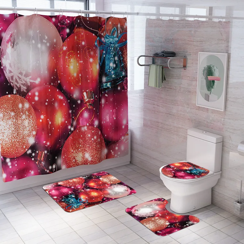 Коврик для унитаза коврик для ванной коврик с рождественским узором в ванную комнату душевая занавеска в комплекте для ванной ковер Водонепроницаемая штора Крышка для унитаза набор ковриков для ванной - Цвет: YL184 and SDS3